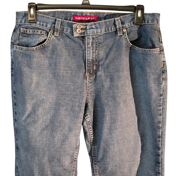 Y2k Vintage Nautica Blue Jeans Women 2 button Zip Closure size 14 - Picture 3 of 14